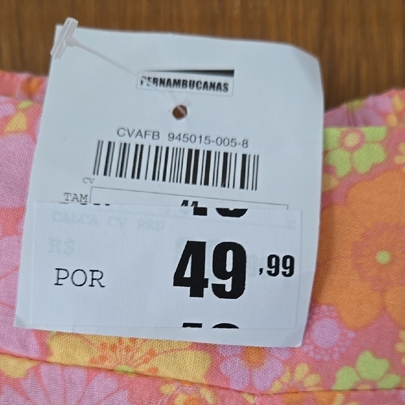 NWT, Floral Pink and Yellow Pants SIZE L. - Picture 2 of 5